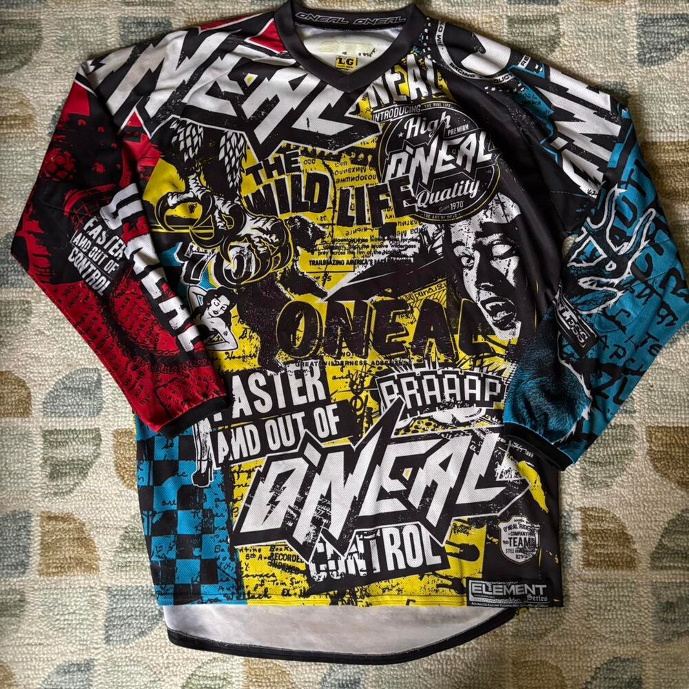 Y2K Motocross Jersey O'Neal Graphic Racing Top Size L